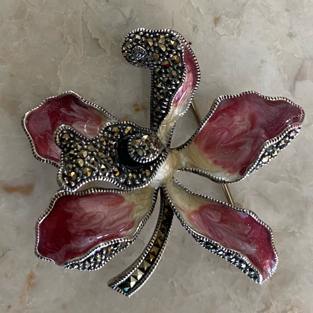Judith Jack Sterling Silver Flower Brooch